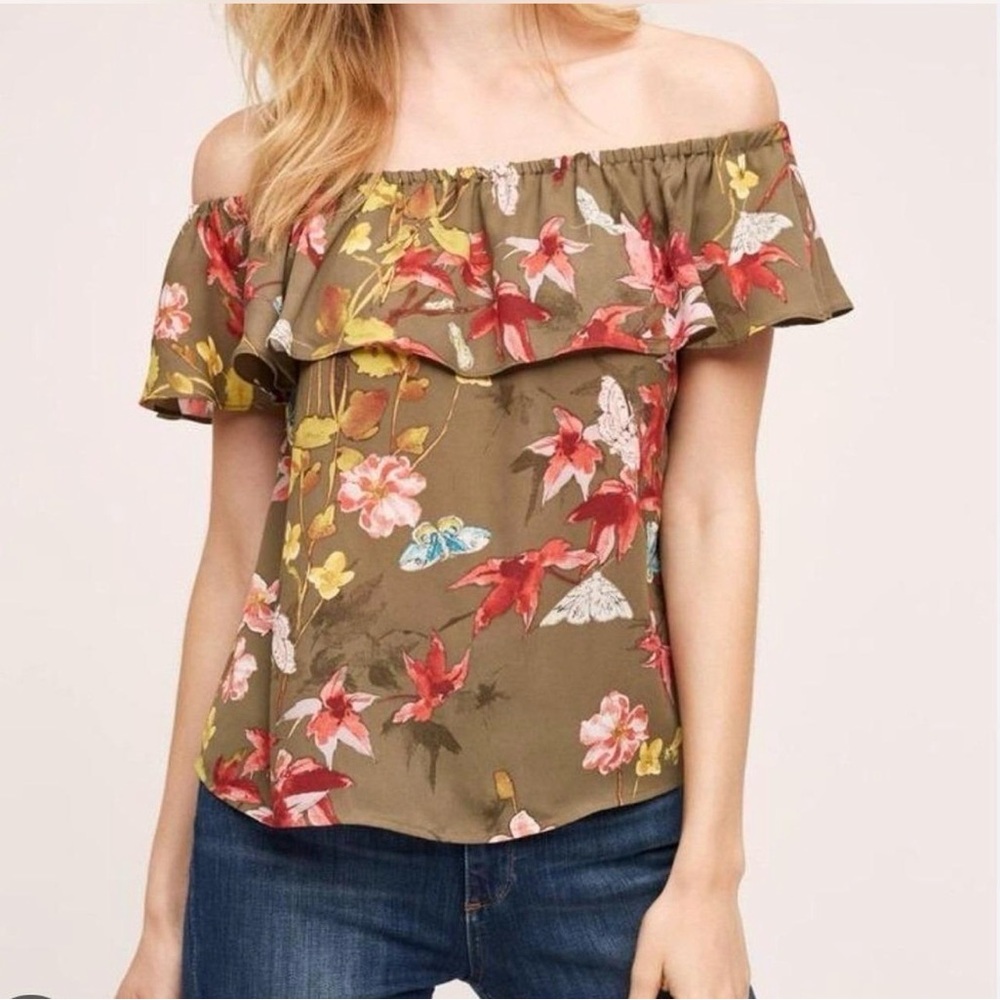 Anthropologie Maeve Vallita Butterfly 🦋 Moth Blouse Size XS NWT Boho Floral